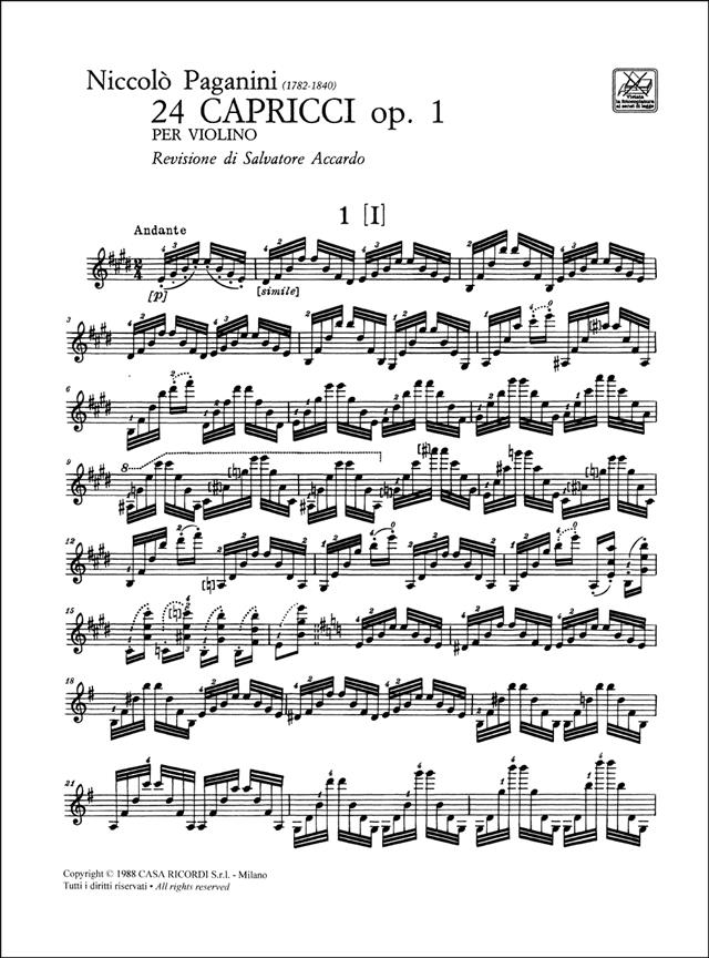 24 Capricci Opus 1 - pro housle